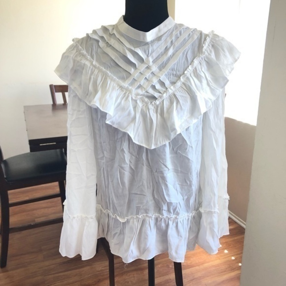 MAXSTUDIO Ruffled Top sz S - Picture 4 of 8